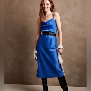 Banana Republic Satin Slip Midi / Maxi Dress in Royal Blue